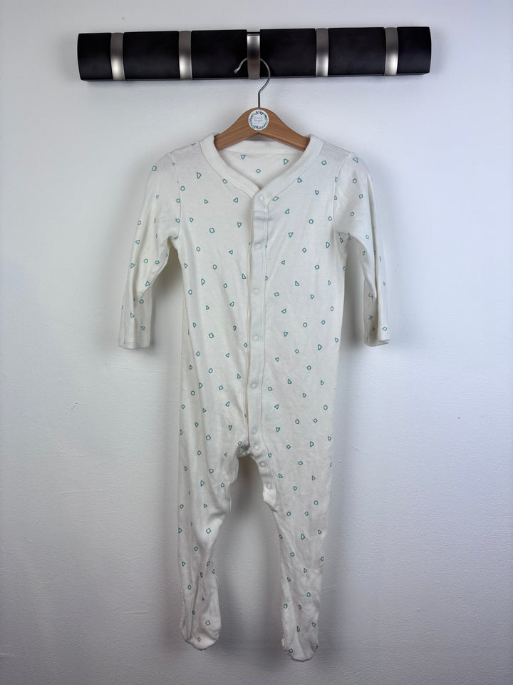 M&S White Printed Sleepsuit 12-18 Months-Sleepsuits-Second Snuggle Preloved