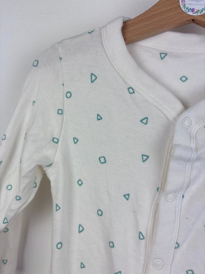 M&S White Printed Sleepsuit 12-18 Months-Sleepsuits-Second Snuggle Preloved