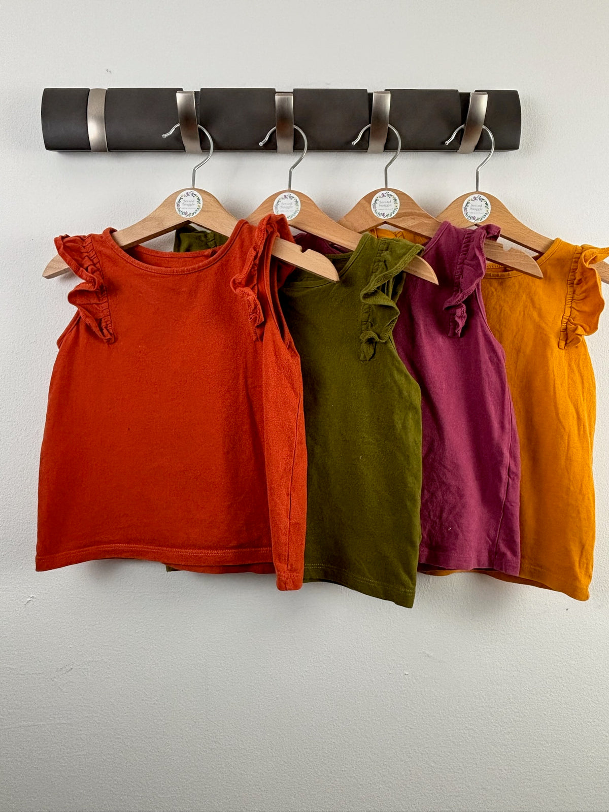 Next Multicolour Frill Sleeve Tops 5 Pack 2-3 Years-Vests-Second Snuggle Preloved