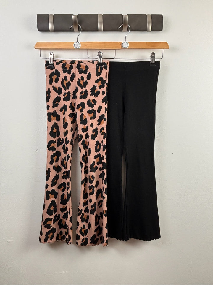 Next Leopard & Black Flared Trousers 2 Pack 8 Years