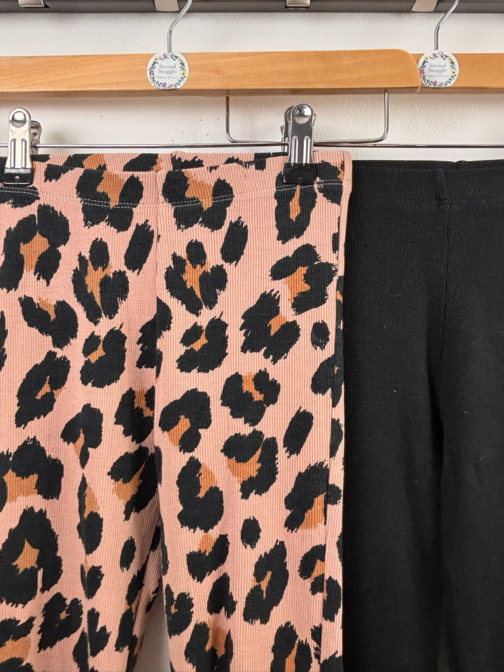 Next Leopard & Black Flared Trousers 2 Pack 8 Years