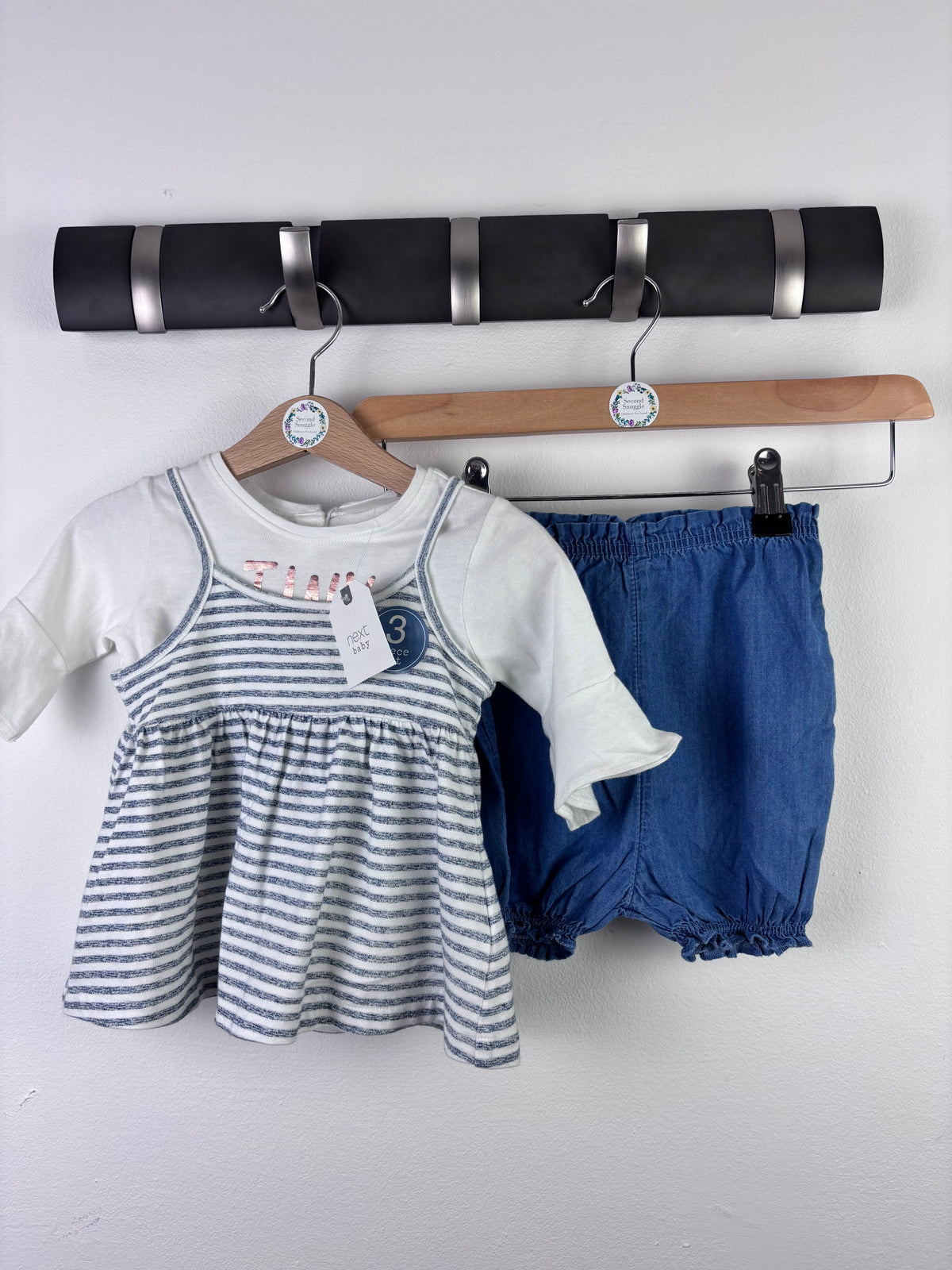 Next Blue Stripe Tunic Set with Bloomers 6-9 Months-Sets-Second Snuggle Preloved