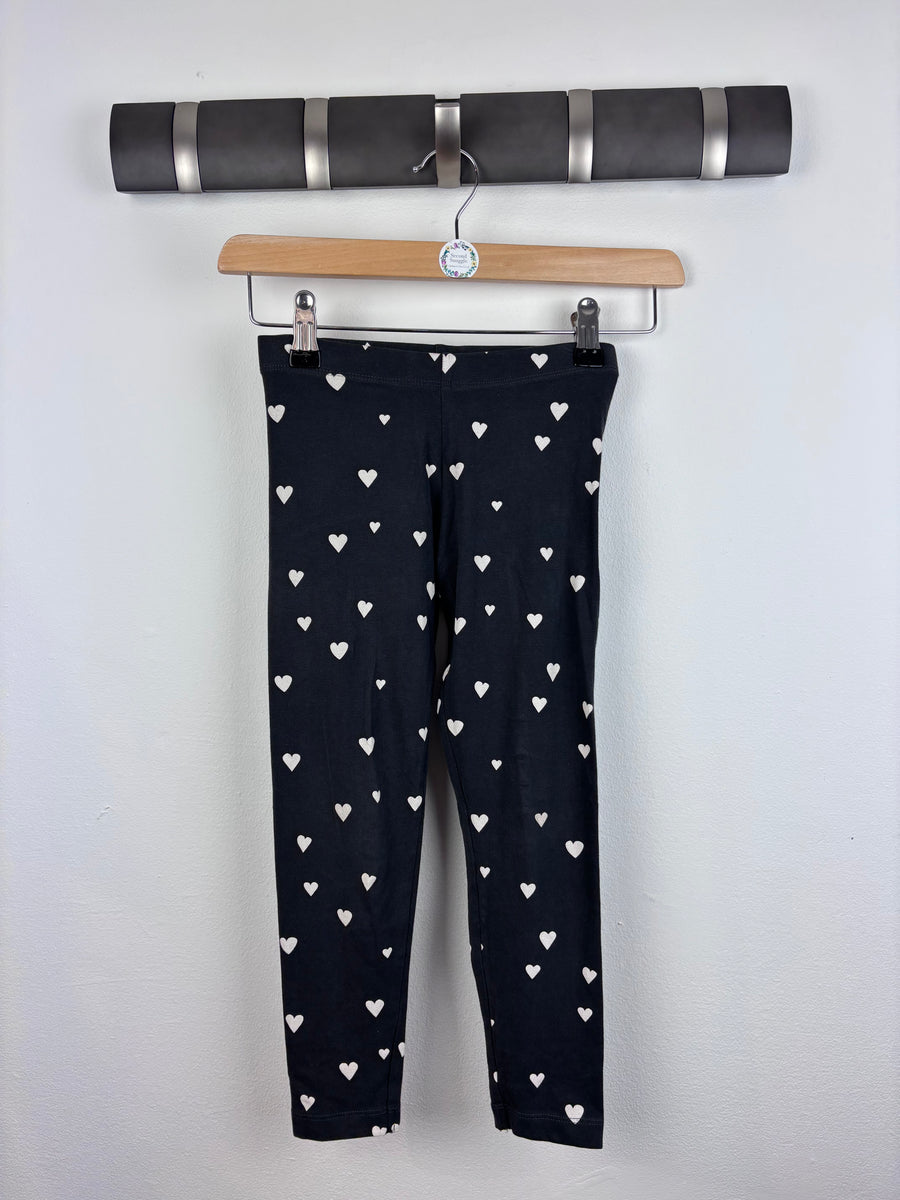 M&S Black Heart Print Leggings 5-6 Years-Leggings-Second Snuggle Preloved