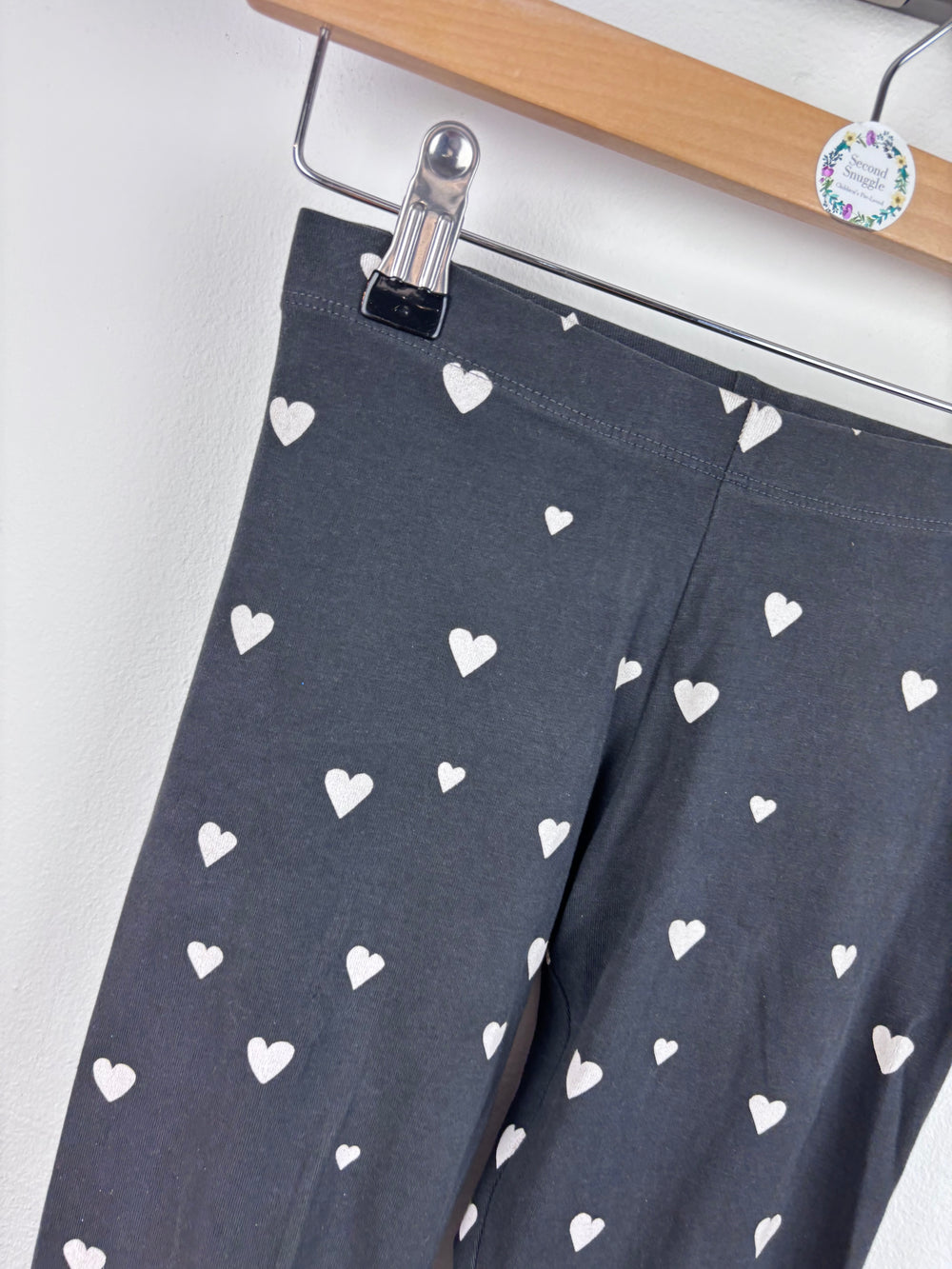 M&S Black Heart Print Leggings 5-6 Years-Leggings-Second Snuggle Preloved
