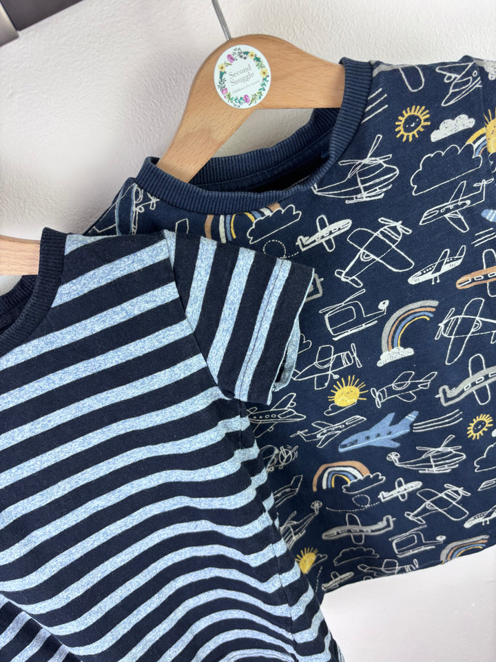 Next Navy Blue Striped T-Shirt Set 12-18 Months-Tops-Second Snuggle Preloved