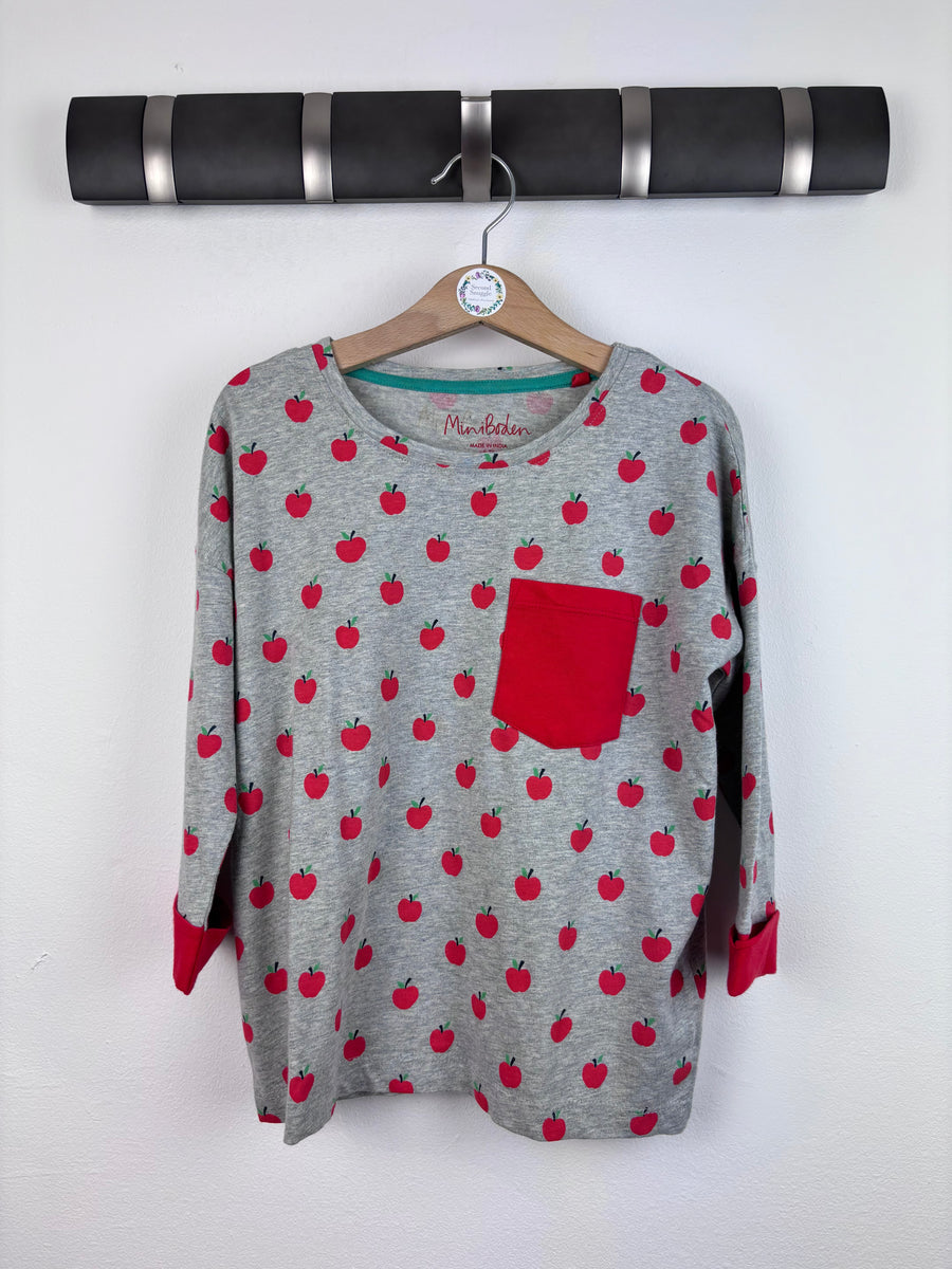 Mini Boden Grey Apple Print Top 6-7 Years-Tops-Second Snuggle Preloved