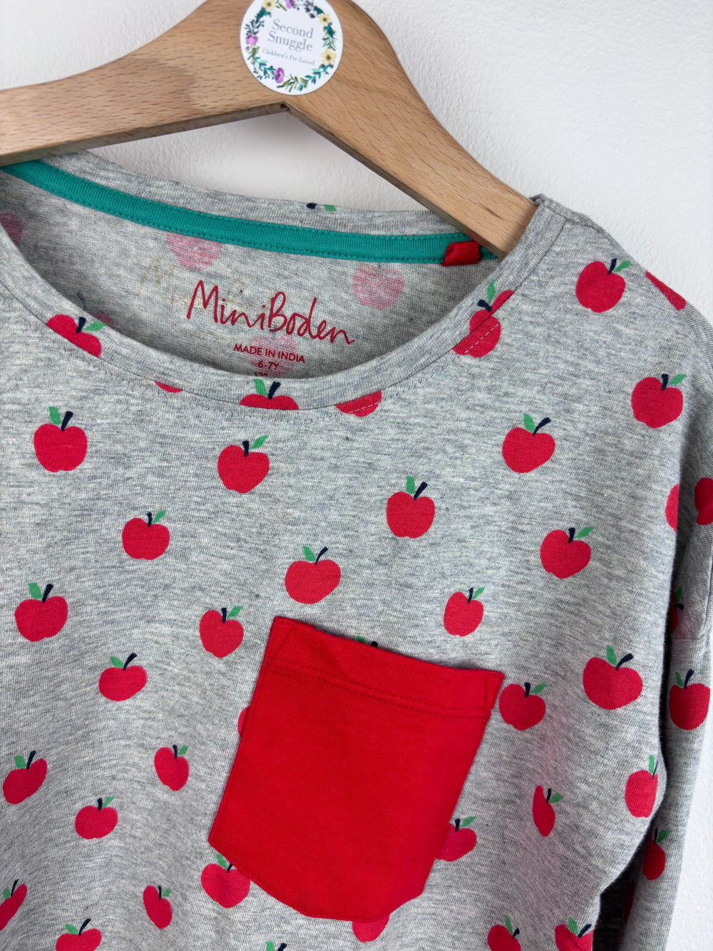 Mini Boden Grey Apple Print Top 6-7 Years-Tops-Second Snuggle Preloved