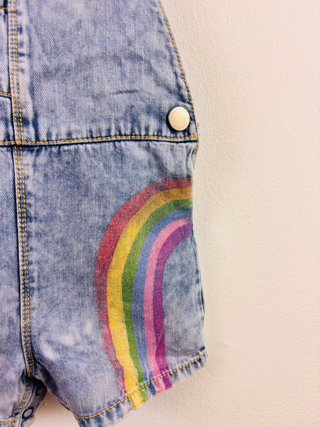 Next Blue Denim Rainbow Short Dungarees 18-24 Months
