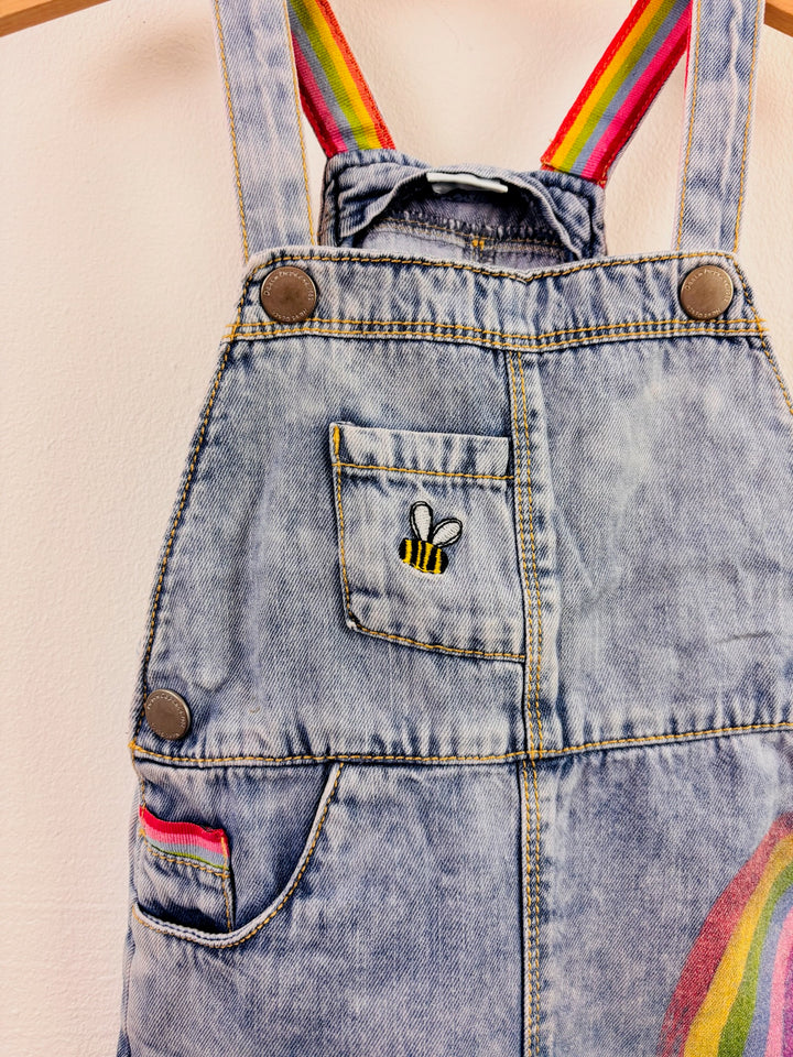 Next Blue Denim Rainbow Short Dungarees 18-24 Months