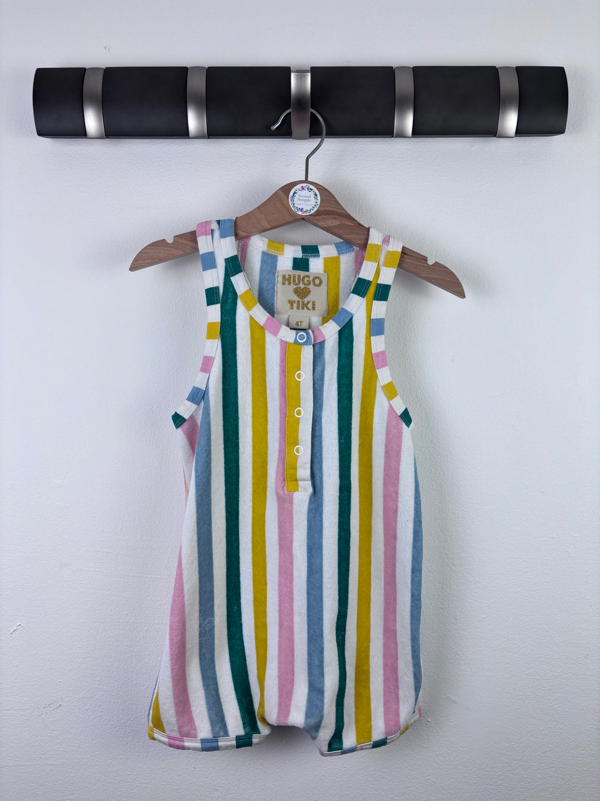 Hugo Tiki Multicolour Stripe Terry Playsuit 4 Years-Play Suits-Second Snuggle Preloved