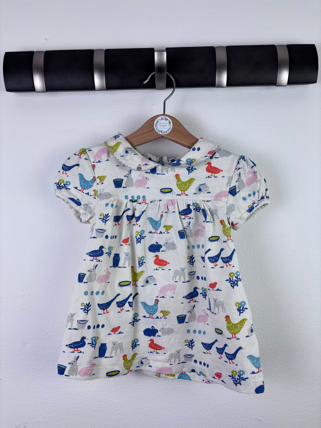 Baby Boden White Farm Print Dress 2-3 Years-Dresses-Second Snuggle Preloved
