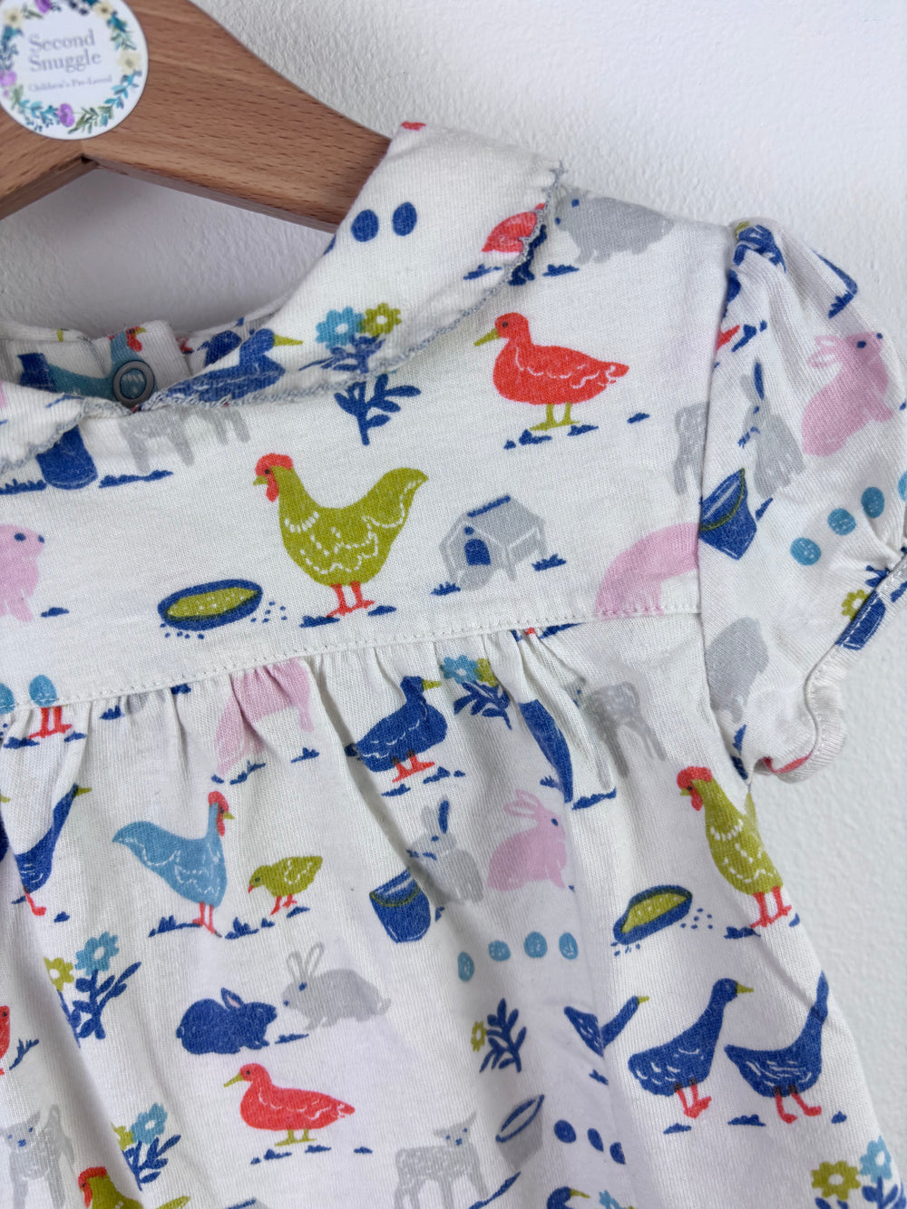 Baby Boden White Farm Print Dress 2-3 Years-Dresses-Second Snuggle Preloved