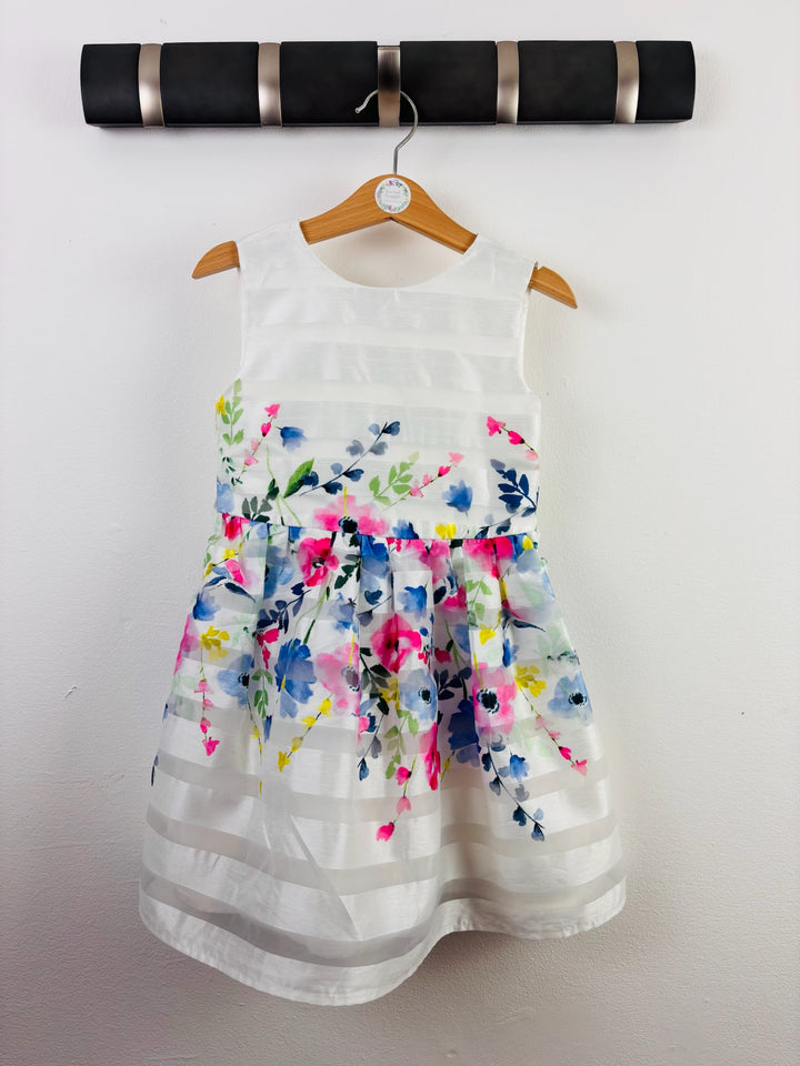 M&S White Floral Occasion Dress 4-5 Years