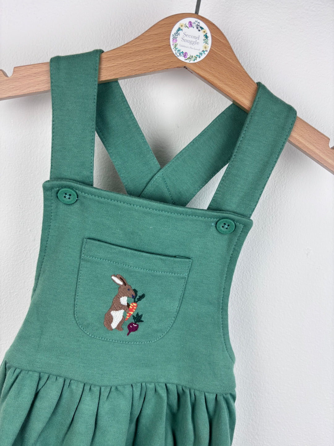 JoJo Maman Bébé Green Cord Pinafore Dress-Dresses-Second Snuggle Preloved