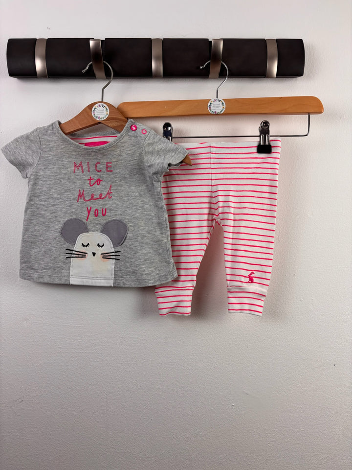 Joules Grey Mouse T-Shirt & Leggings Set 0-3 Months