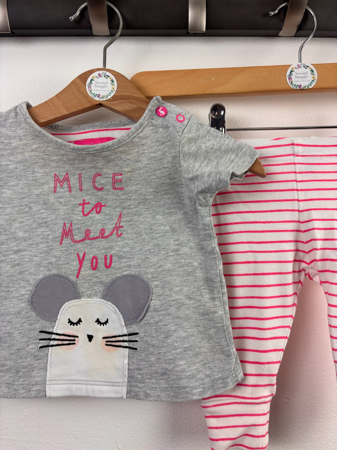 Joules Grey Mouse T-Shirt & Leggings Set 0-3 Months