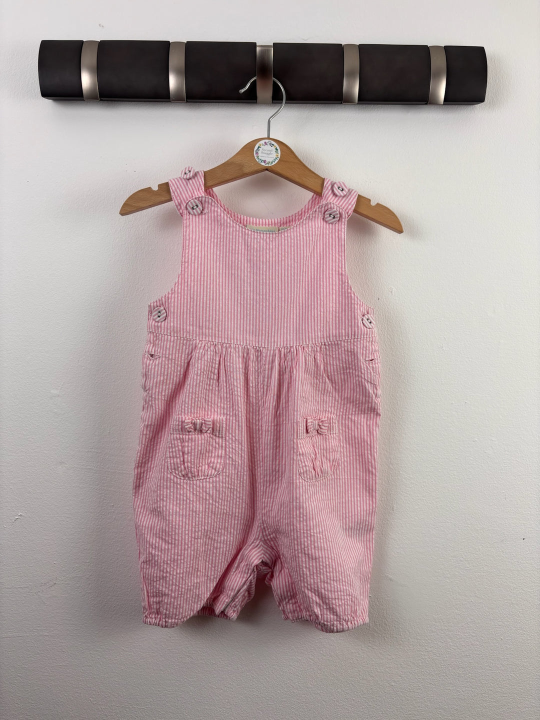 JoJo Maman Bébé Pink Stripe Short Dungarees 12-18 Months