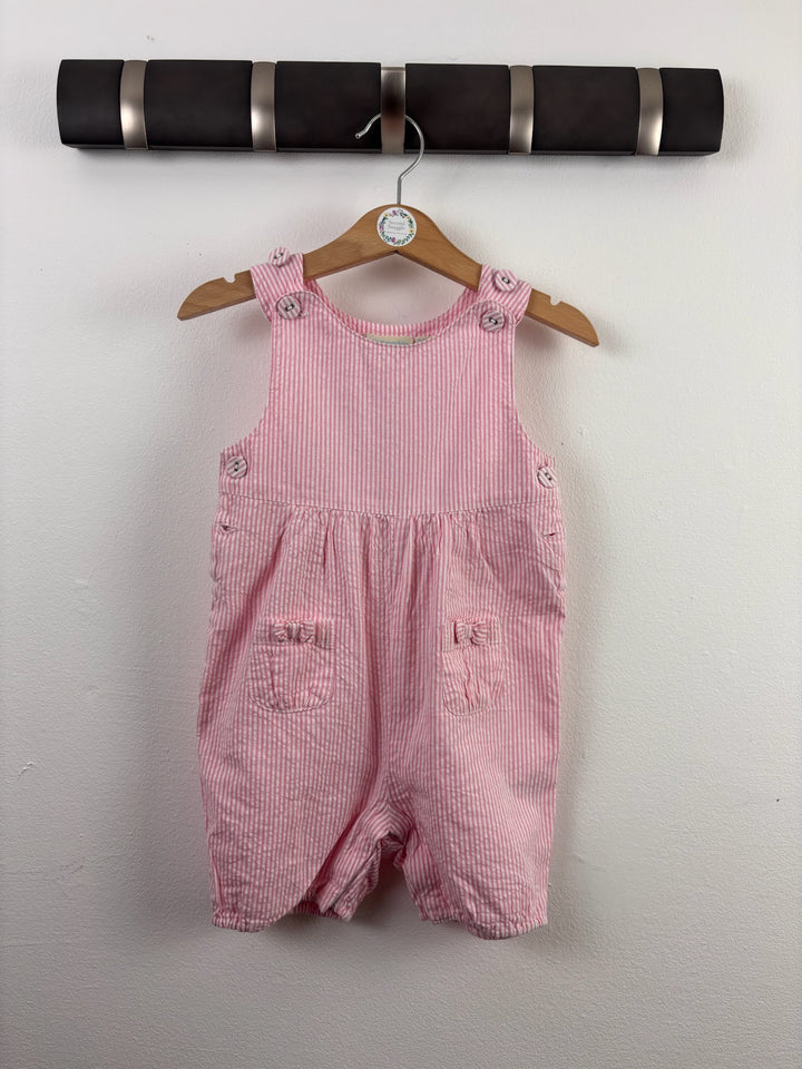 JoJo Maman Bébé Pink Stripe Short Dungarees 3-6 Months