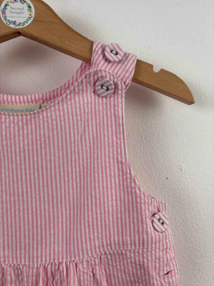 JoJo Maman Bébé Pink Stripe Short Dungarees 12-18 Months