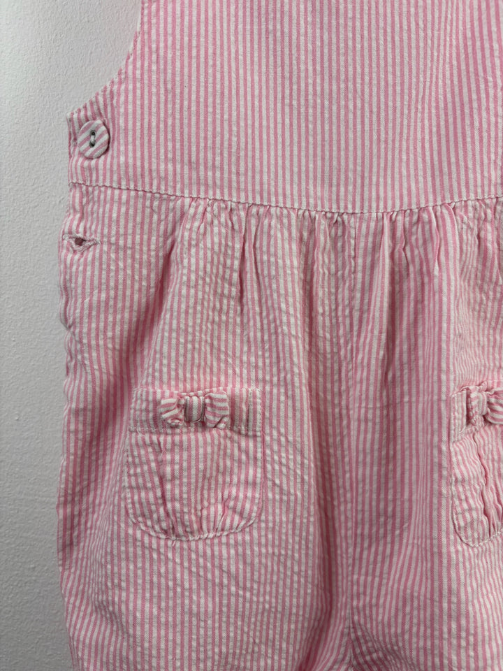 JoJo Maman Bébé Pink Stripe Short Dungarees 12-18 Months