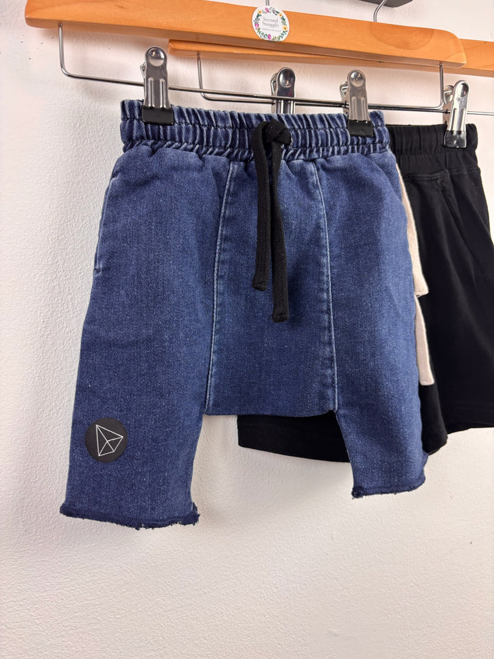 NUNUNU Black & Blue Vest and Shorts Bundle 12-18 Months