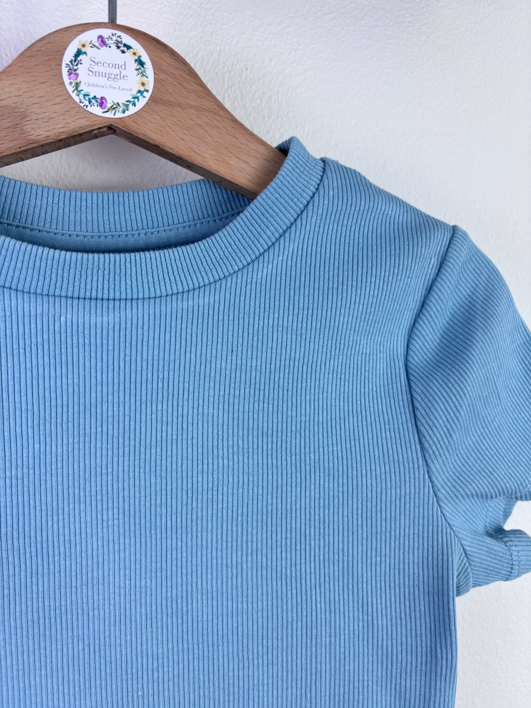 M&S Pink Cream Blue Ribbed Tops Set 6-7 Years-Tops-Second Snuggle Preloved