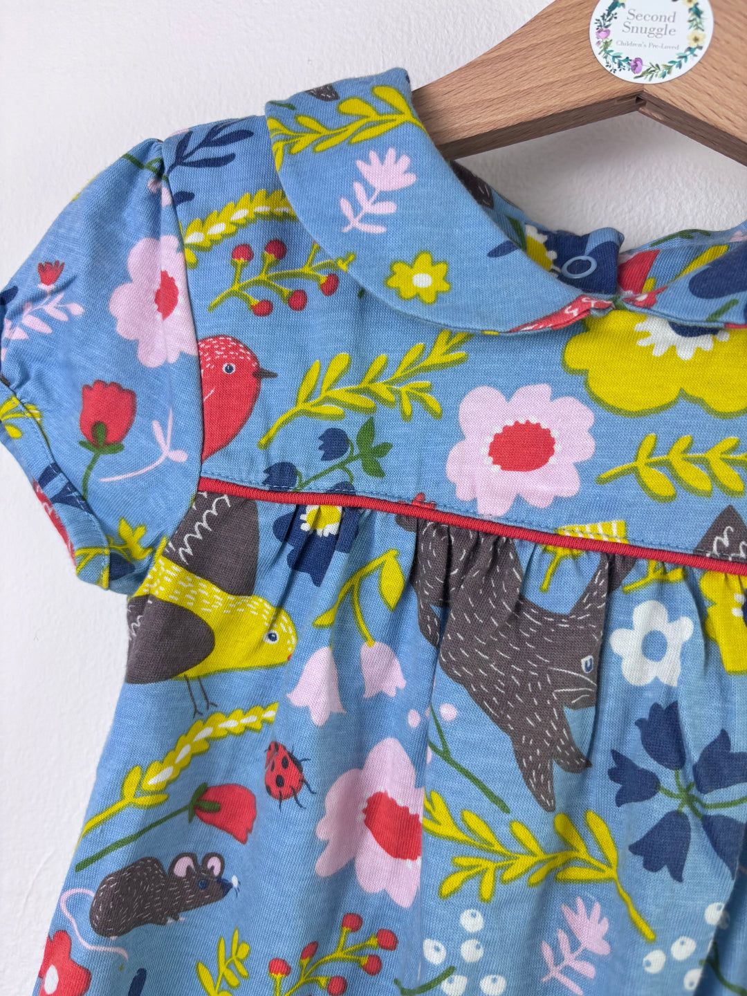 Baby Boden Blue Floral Bird Dress and Bloomers Set 2-3 Years