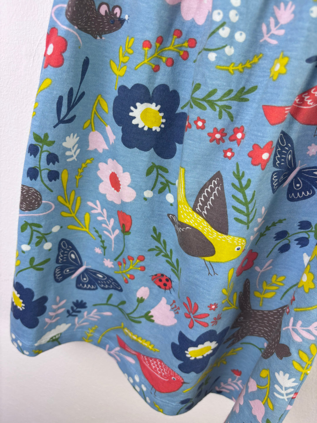 Baby Boden Blue Floral Bird Dress and Bloomers Set 2-3 Years