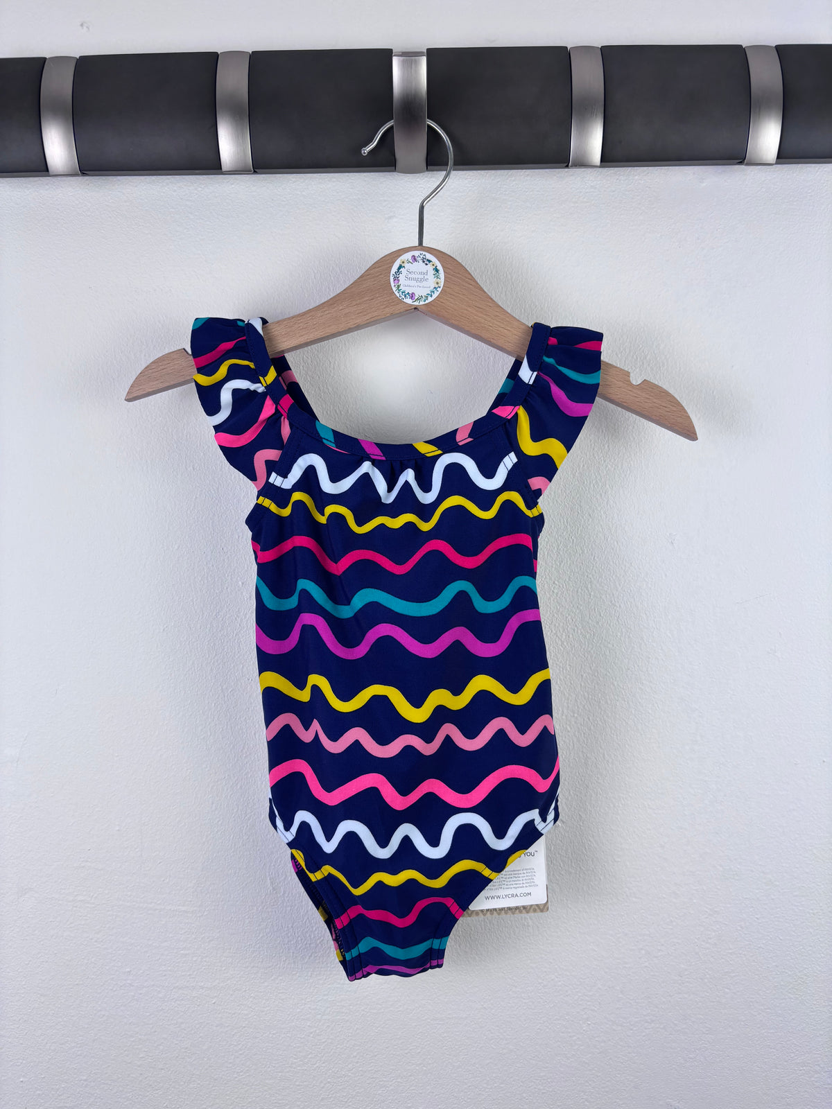 M&S Wavy Stripe Swimsuit 6-9 Months-Swimming-Second Snuggle Preloved
