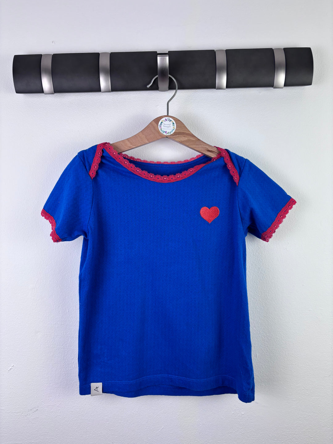 Alba Blue Heart Trim Top 116 (5-6 Years)-Tops-Second Snuggle Preloved