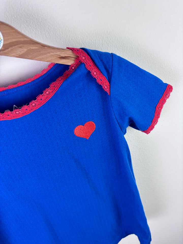 Alba Blue Heart Trim Top 116 (5-6 Years)-Tops-Second Snuggle Preloved