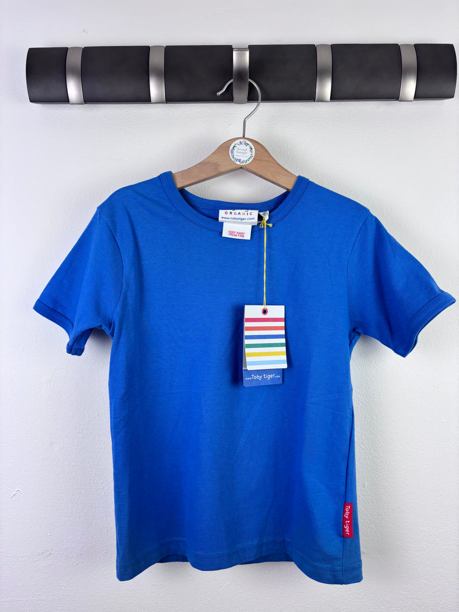 Toby Tiger Bright Blue Organic T-Shirt 4-5 Years-Tops-Second Snuggle Preloved