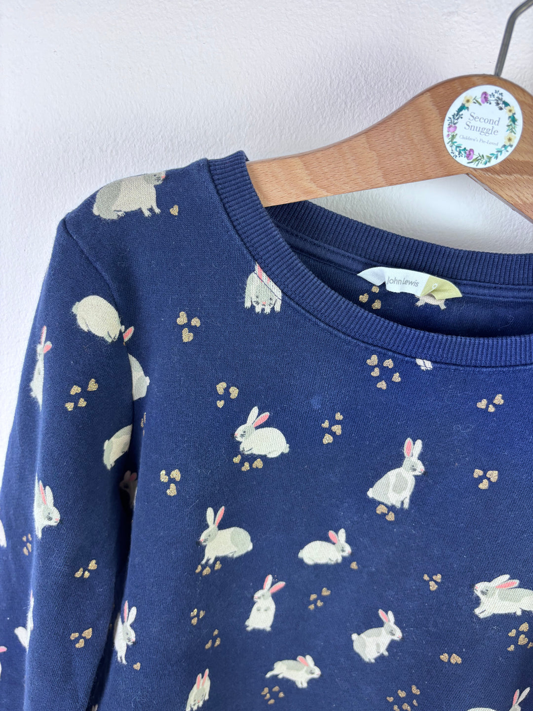 John Lewis Navy Bunny Print Sweatshirt 9 Years-Jumpers-Second Snuggle Preloved