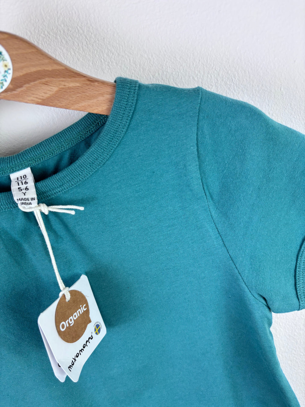 Maxomorra Teal Organic T-Shirt 5-6 Years-Tops-Second Snuggle Preloved