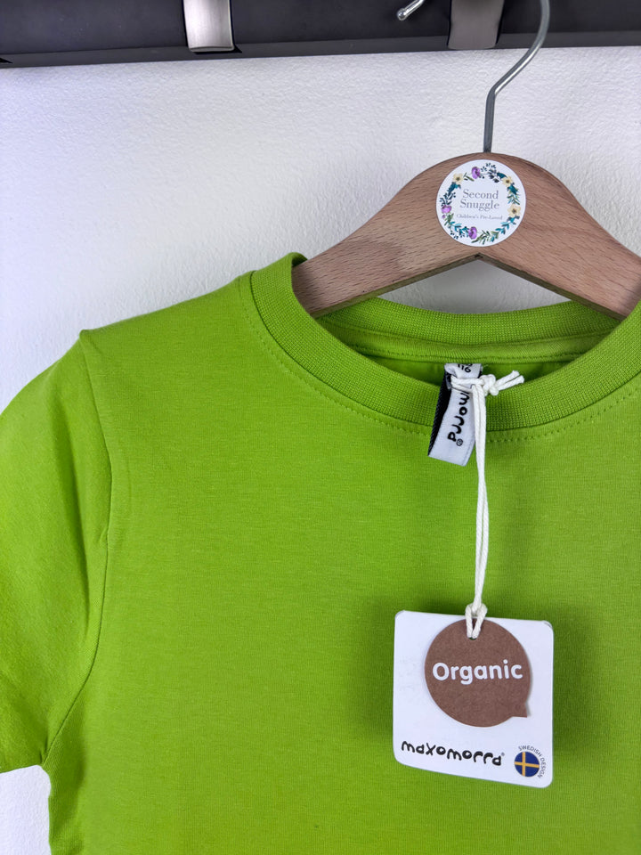 Maxomorra Bright Green Organic T-Shirt 5-6 Years-Tops-Second Snuggle Preloved