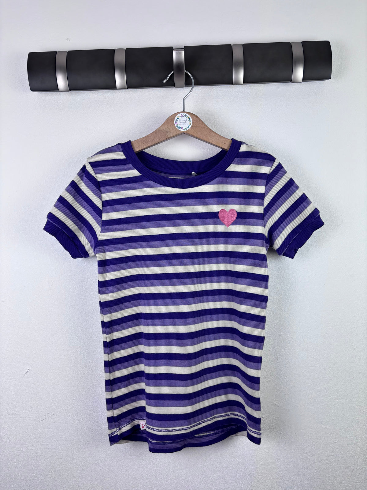Alba Purple Stripe Heart Top 6-7 Years-Tops-Second Snuggle Preloved