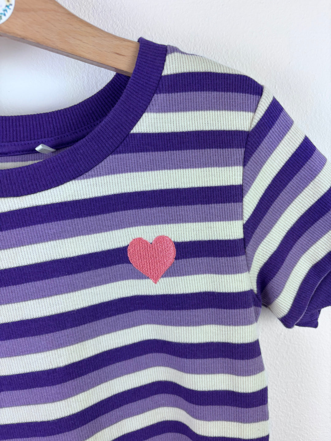Alba Purple Stripe Heart Top 6-7 Years-Tops-Second Snuggle Preloved