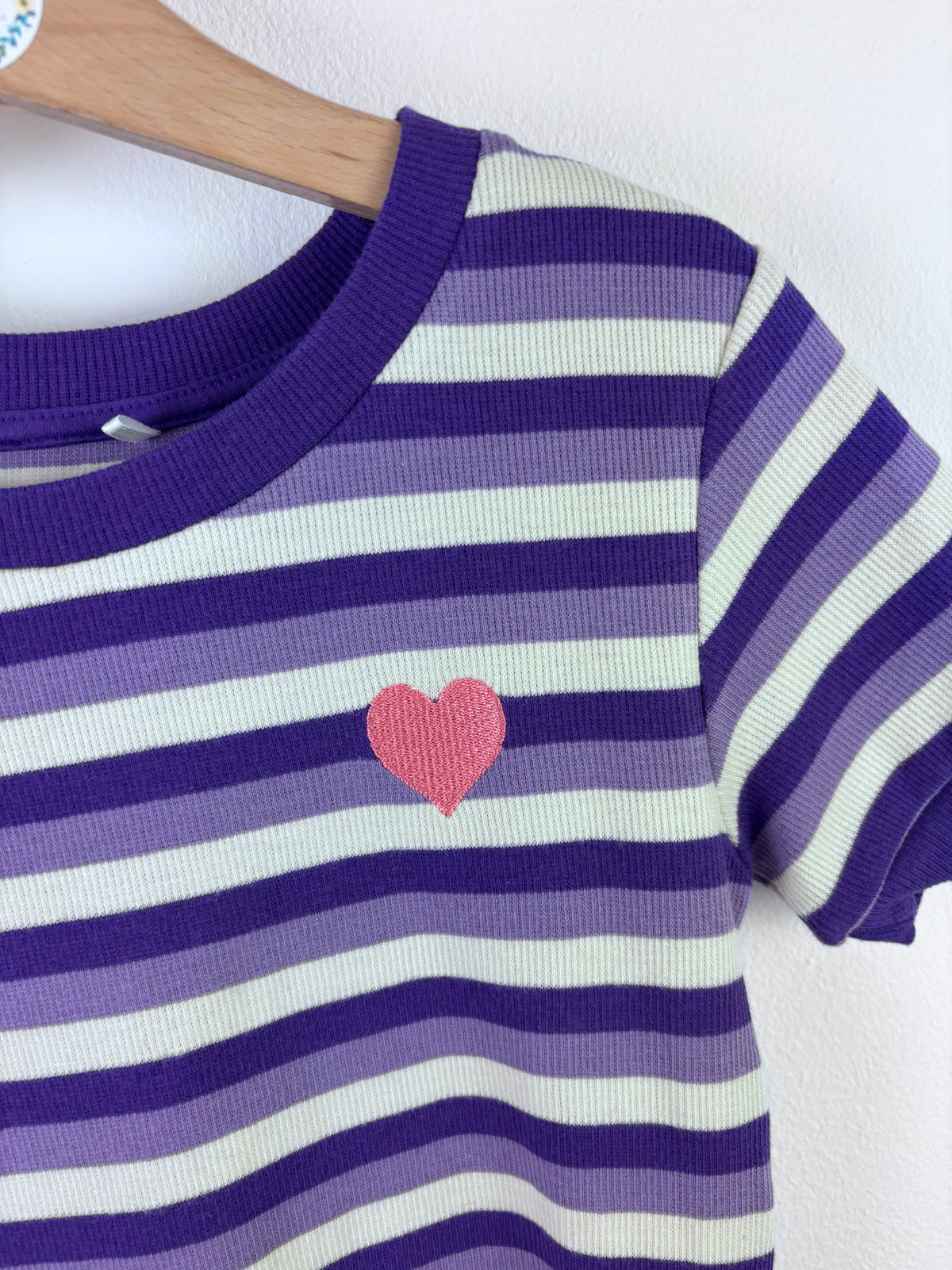 Alba Purple Stripe Heart Top 6-7 Years-Tops-Second Snuggle Preloved