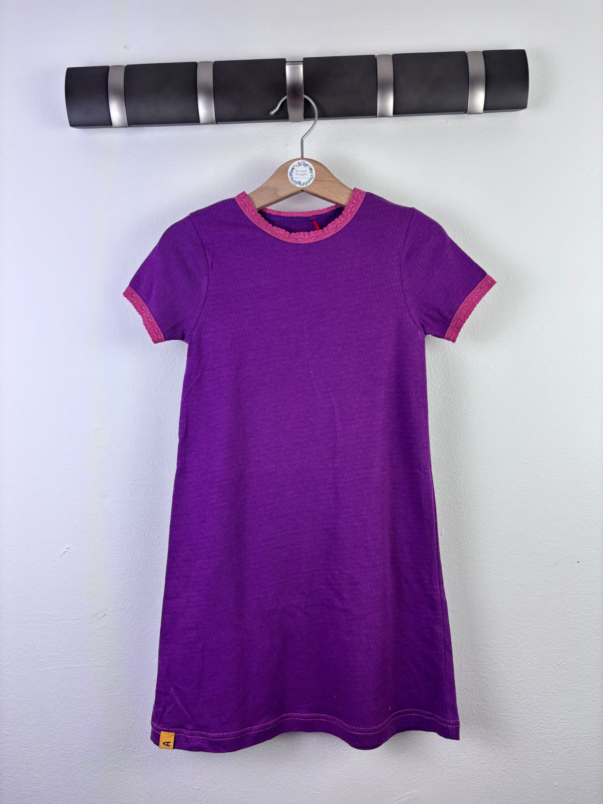 Alba Purple Dress Pink Trim 104 (3-4 Years)-Dresses-Second Snuggle Preloved