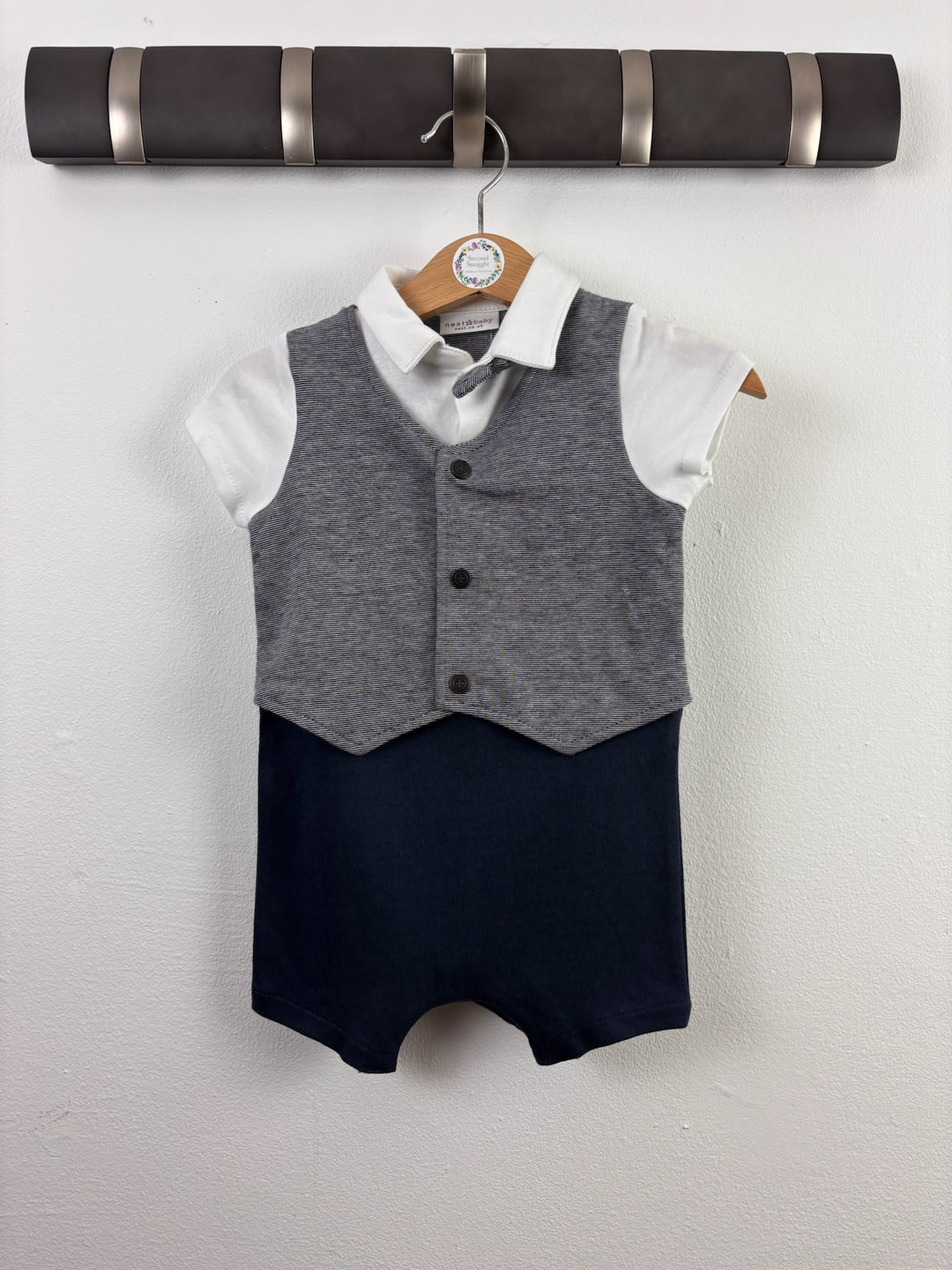 Next Navy Waistcoat Romper 3-6 Months