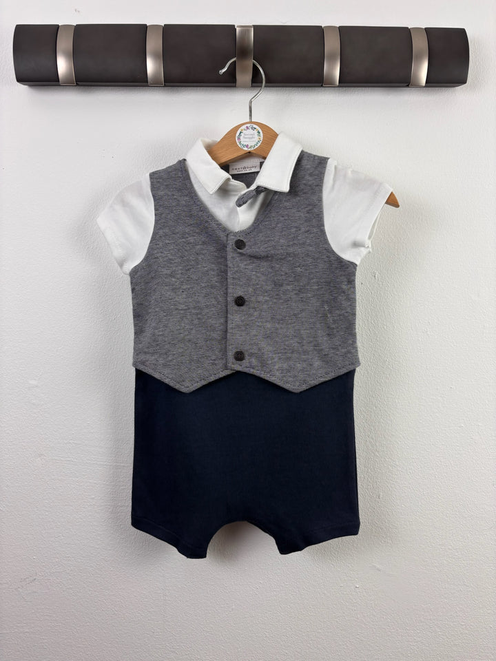 Next Navy Waistcoat Romper 3-6 Months