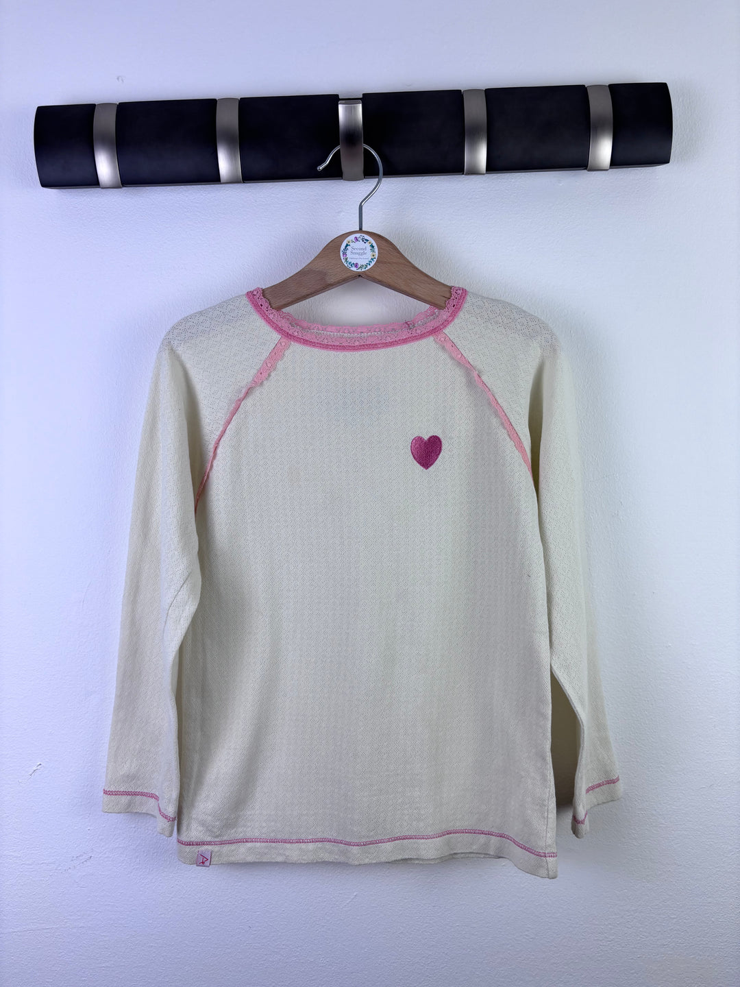 Alba Cream Heart Long Sleeve Top 6-7 Years-Tops-Second Snuggle Preloved