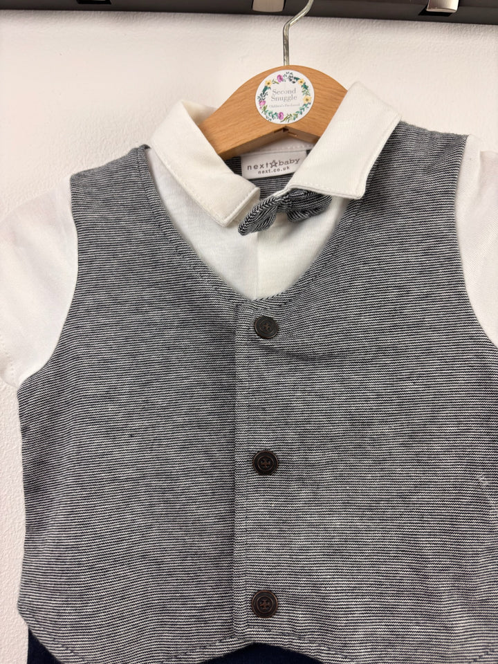 Next Navy Waistcoat Romper 3-6 Months