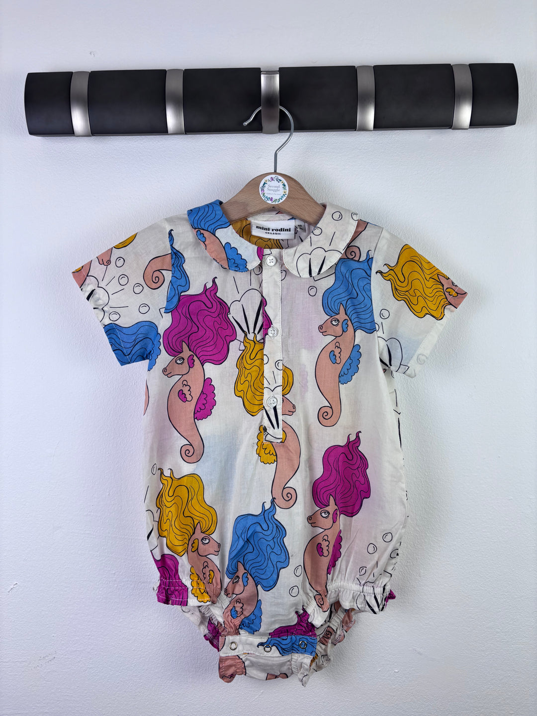 Mini Rodini Cream Seahorse Romper 80/86 (12-18 Months)-Rompers-Second Snuggle Preloved