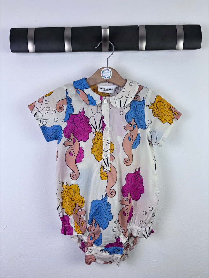 Mini Rodini Cream Seahorse Romper 80/86 (12-18 Months)-Rompers-Second Snuggle Preloved