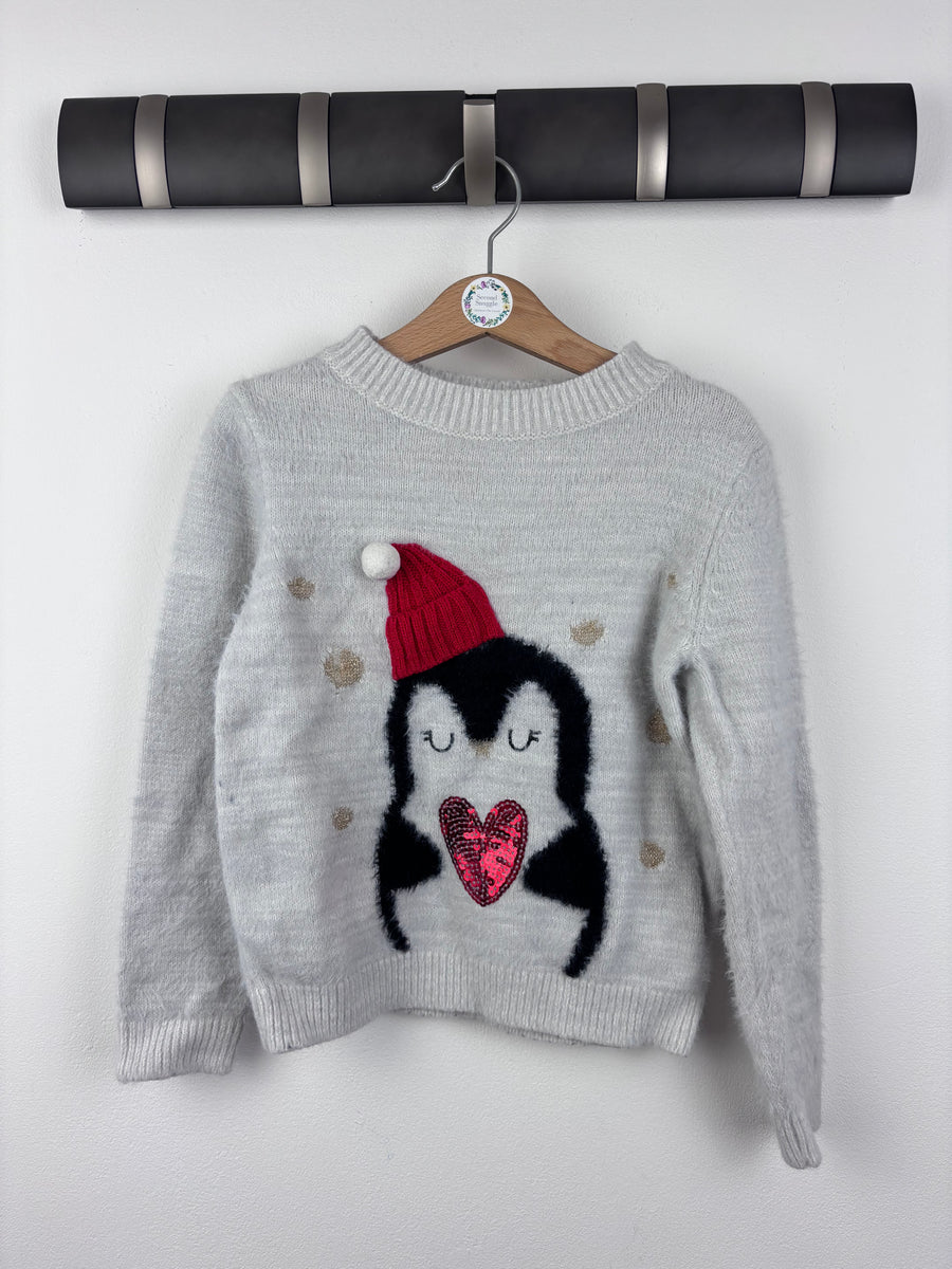M&Co Penguin Christmas Jumper 7-8 Years-Jumpers-Second Snuggle Preloved