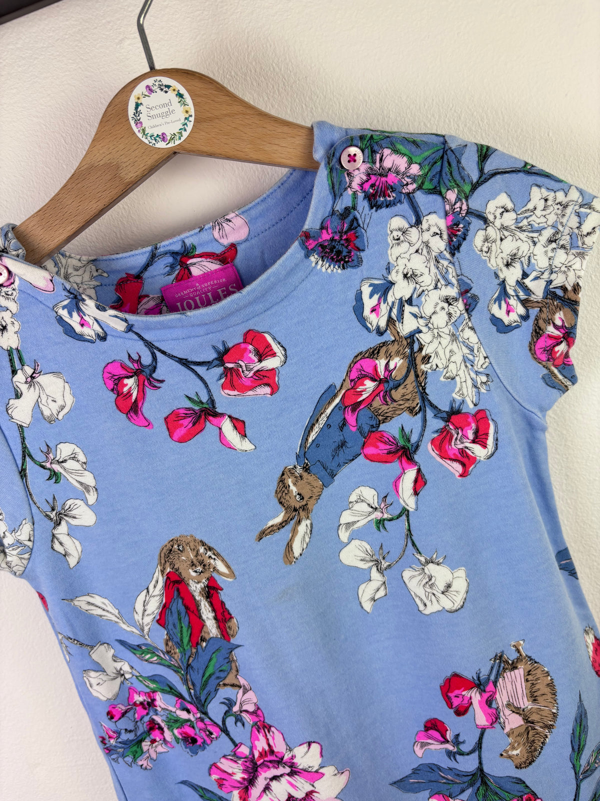 Joules Blue Floral Dress with Pockets, Peter Rabbit 7-8 Years-Dresses-Second Snuggle Preloved