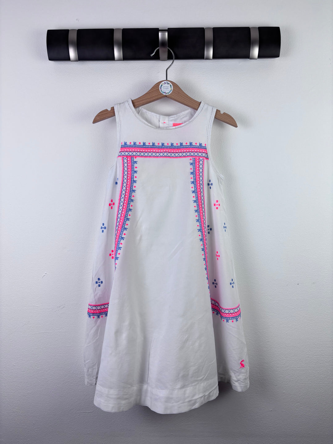 Joules White Sleeveless Embroidered Dress 6 Years-Dresses-Second Snuggle Preloved