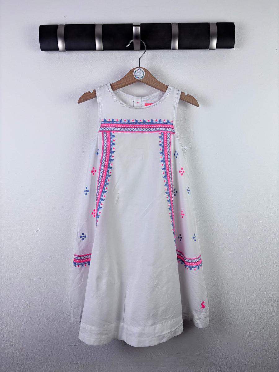 Joules White Sleeveless Embroidered Dress 6 Years-Dresses-Second Snuggle Preloved