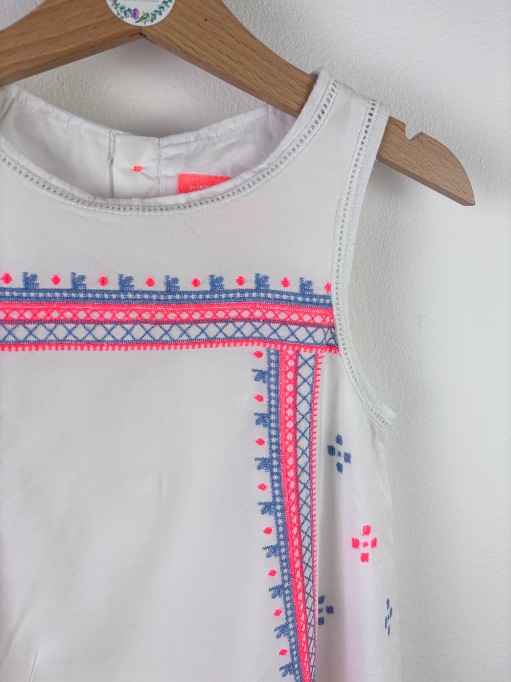 Joules White Sleeveless Embroidered Dress 6 Years-Dresses-Second Snuggle Preloved